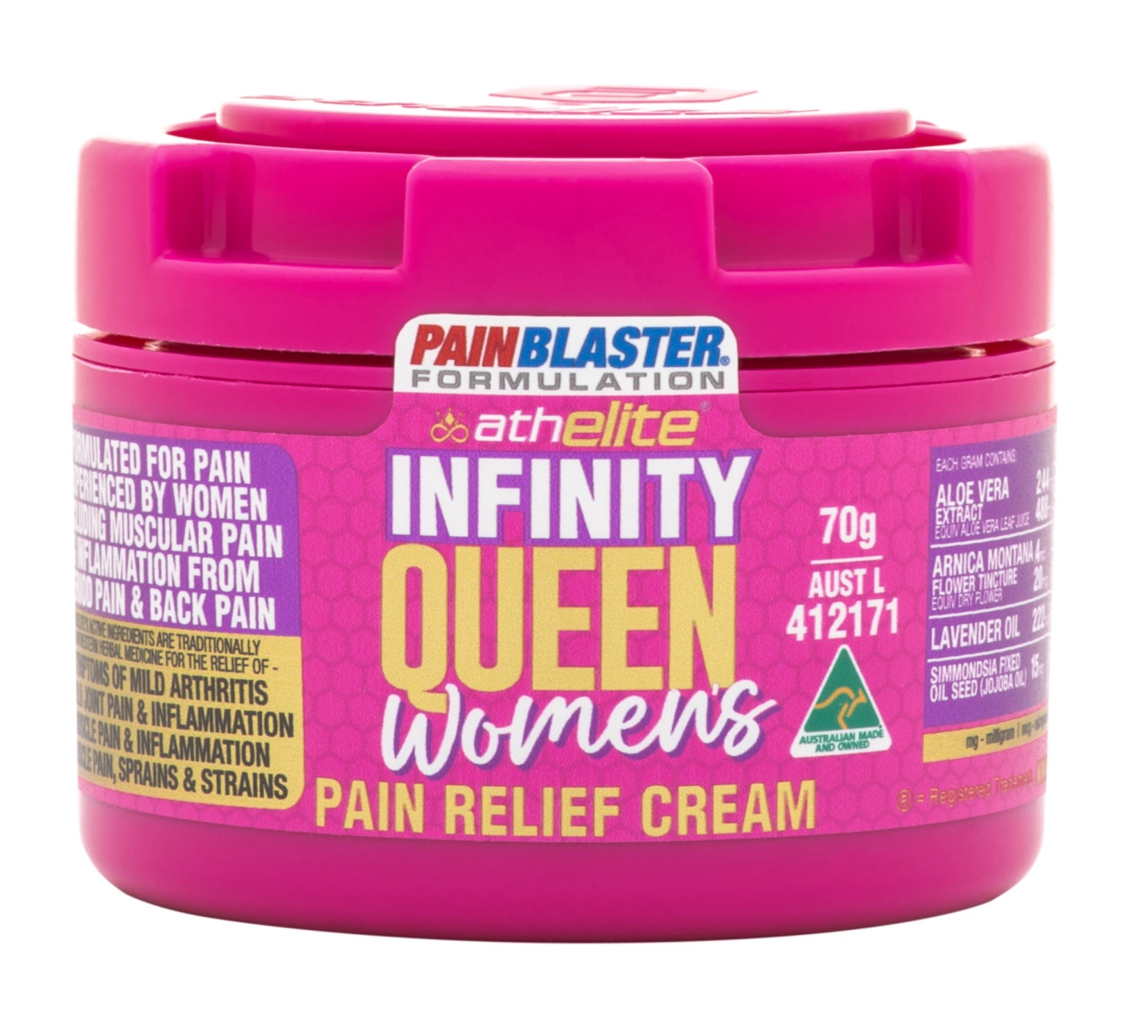 ATHELITE INFINITY QUEEN WOMEN'S <BR> PAIN RELIEF CREAM 70G